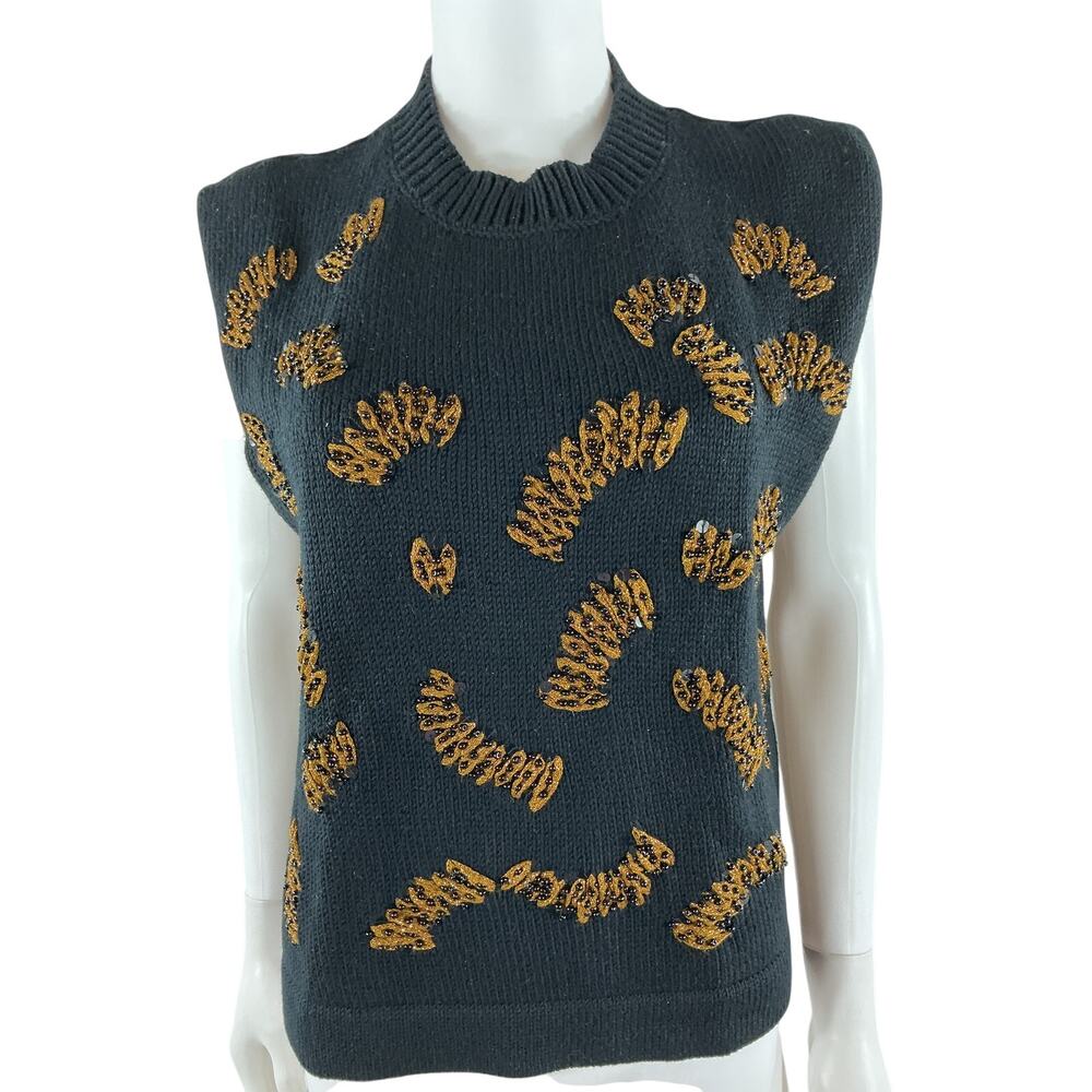 Rachel Comey Embellished Black Laur Sweater Vest Size M
